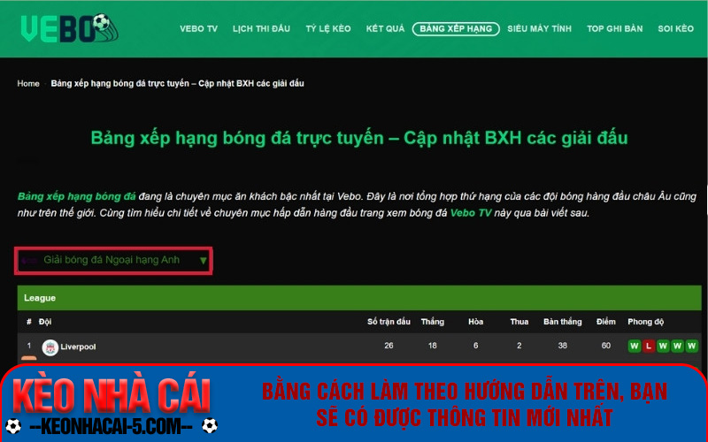 Về Bờ Tv - Website Xem Bảng Xếp Hạng Bóng Đá Uy Tín Nhanh Nhất Hiện Nay 9 Bằng cách làm theo hướng dẫn trên, bạn sẽ có được thông tin mới nhất